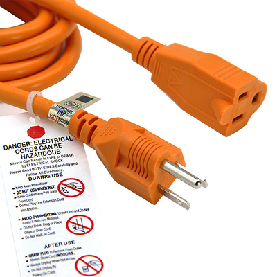 USA 3Pin UL สายไฟไฟฟ้าความยาว 6 ฟุตปลอดภัย SJT 18AWG Cable