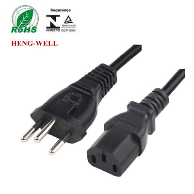 คุณภาพ  AC 3 Round Pin Brazil Power Cord 2m INMETRO For Home Appliance โรงงาน